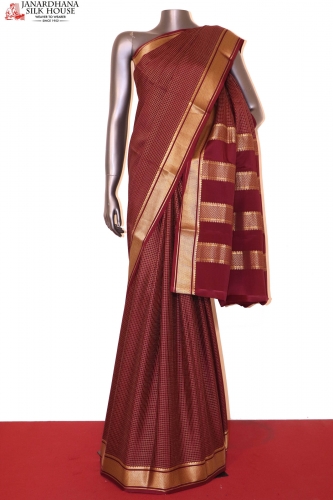 Traditional Checks Pure Mysore Crepe Silk Saree